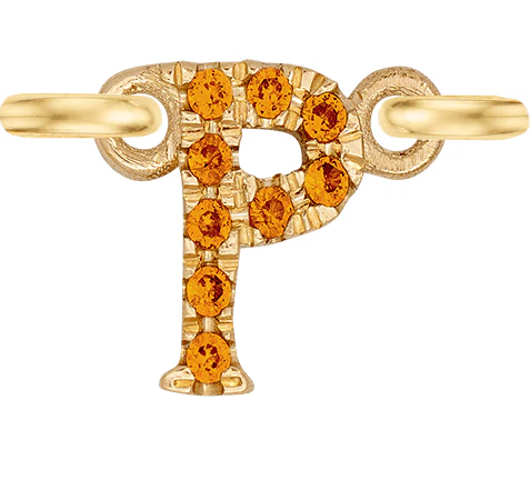 Yellow Gold, Orange Sapphire Letter - Image 18