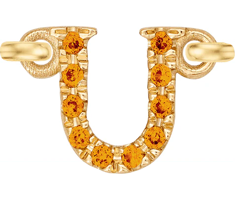 Yellow Gold, Orange Sapphire Letter - Image 23