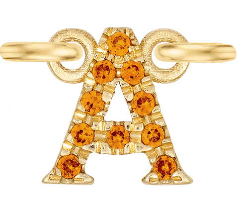 Yellow Gold, Orange Sapphire Letter - Image 3