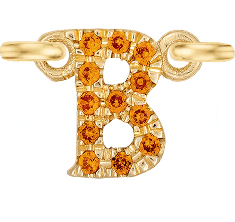 Yellow Gold, Orange Sapphire Letter - Image 4