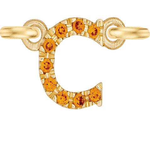 Yellow Gold, Orange Sapphire Letter - Image 5