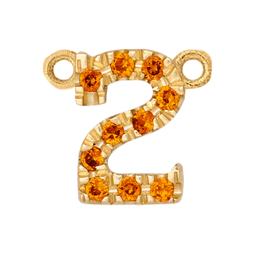 Orange Sapphire + 14k Yellow Gold Number Charm - Image 3