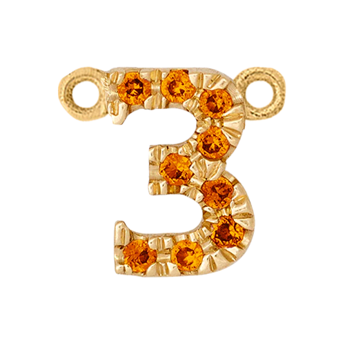 Orange Sapphire + 14k Yellow Gold Number Charm - Image 4