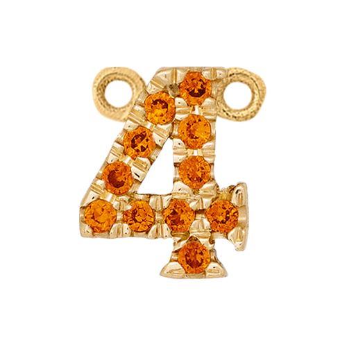 Orange Sapphire + 14k Yellow Gold Number Charm - Image 5