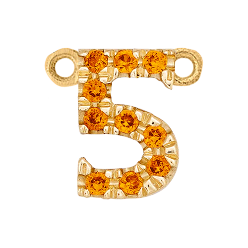 Orange Sapphire + 14k Yellow Gold Number Charm - Image 6