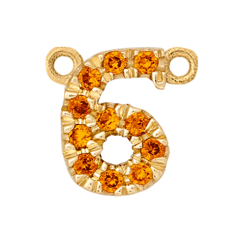 Orange Sapphire + 14k Yellow Gold Number Charm - Image 7