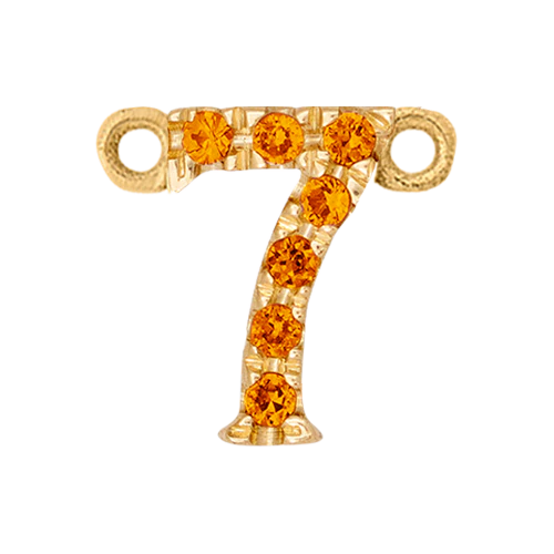 Orange Sapphire + 14k Yellow Gold Number Charm - Image 8