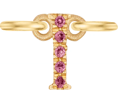 Yellow Gold, Pink Sapphire Letter - Image 11