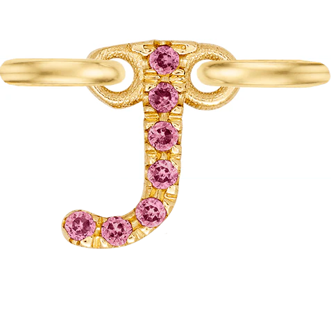 Yellow Gold, Pink Sapphire Letter - Image 12