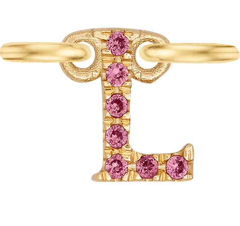 Yellow Gold, Pink Sapphire Letter - Image 14