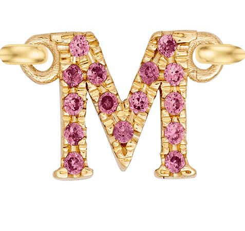 Yellow Gold, Pink Sapphire Letter - Image 15