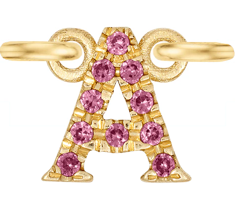 Yellow Gold, Pink Sapphire Letter - Image 3