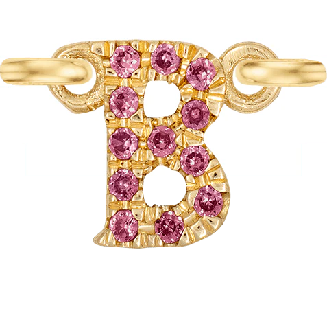 Yellow Gold, Pink Sapphire Letter - Image 4