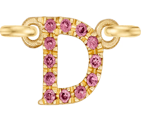 Yellow Gold, Pink Sapphire Letter - Image 6