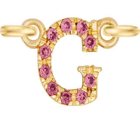 Yellow Gold, Pink Sapphire Letter - Image 9
