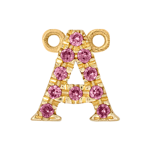 Pink Sapphire + 14k Yellow Gold Letter Charm