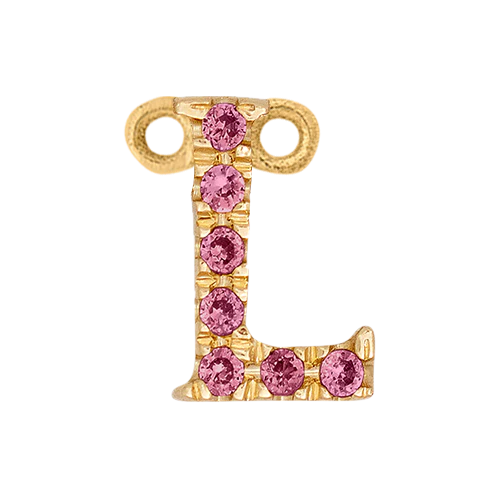 Pink Sapphire + 14k Yellow Gold Letter Charm - Image 11