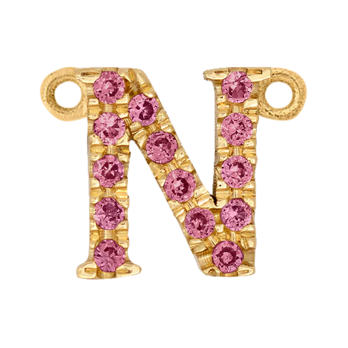 Pink Sapphire + 14k Yellow Gold Letter Charm - Image 12