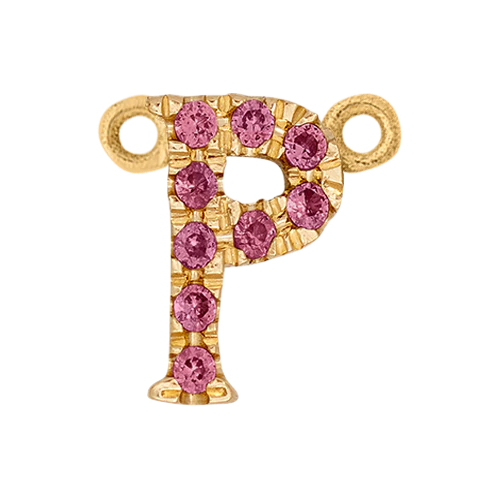 Pink Sapphire + 14k Yellow Gold Letter Charm - Image 14