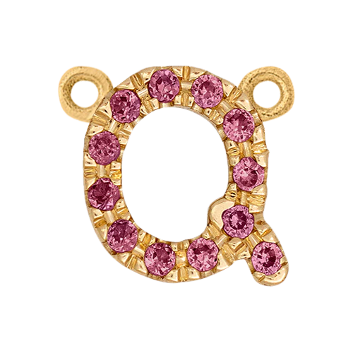 Pink Sapphire + 14k Yellow Gold Letter Charm - Image 15