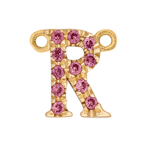 Pink Sapphire + 14k Yellow Gold Letter Charm - Image 16