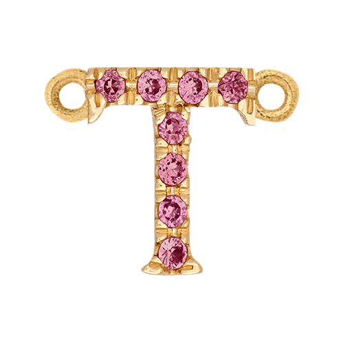 Pink Sapphire + 14k Yellow Gold Letter Charm - Image 17