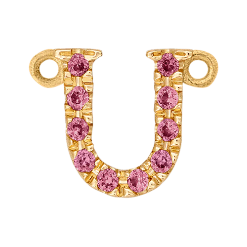 Pink Sapphire + 14k Yellow Gold Letter Charm - Image 18