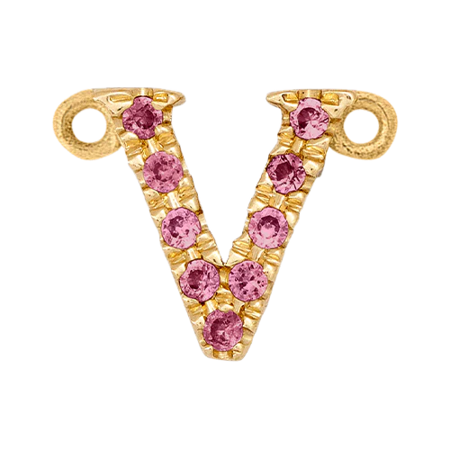 Pink Sapphire + 14k Yellow Gold Letter Charm - Image 19