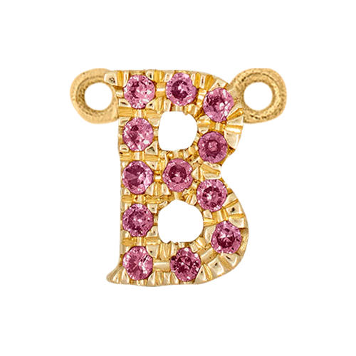 Pink Sapphire + 14k Yellow Gold Letter Charm - Image 2