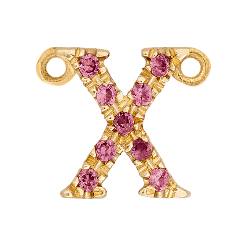 Pink Sapphire + 14k Yellow Gold Letter Charm - Image 21