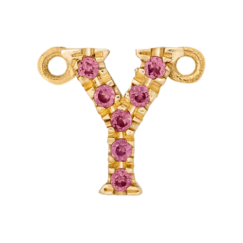 Pink Sapphire + 14k Yellow Gold Letter Charm - Image 22