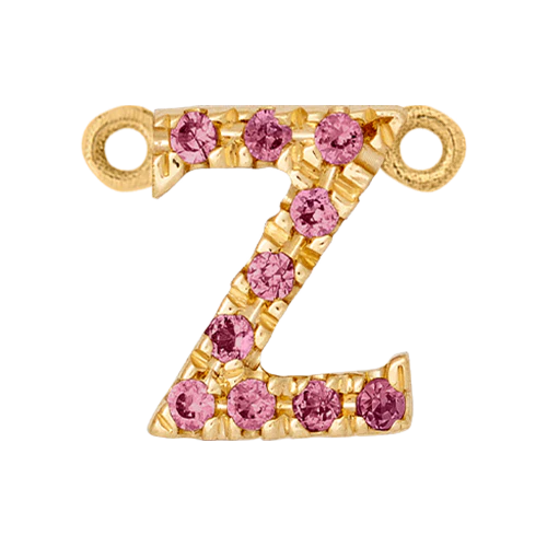 Pink Sapphire + 14k Yellow Gold Letter Charm - Image 23