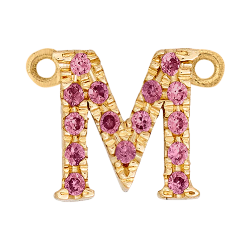 Pink Sapphire + 14k Yellow Gold Letter Charm - Image 24