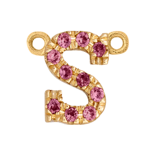 Pink Sapphire + 14k Yellow Gold Letter Charm - Image 25