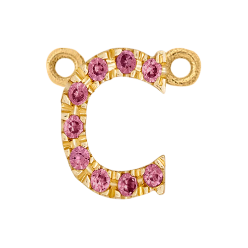 Pink Sapphire + 14k Yellow Gold Letter Charm - Image 3