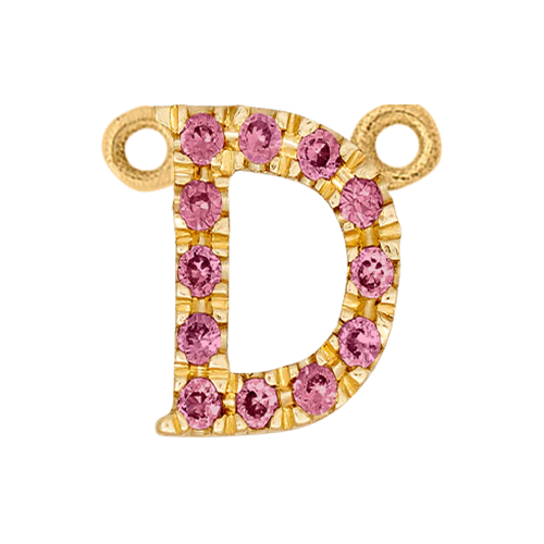 Pink Sapphire + 14k Yellow Gold Letter Charm - Image 4