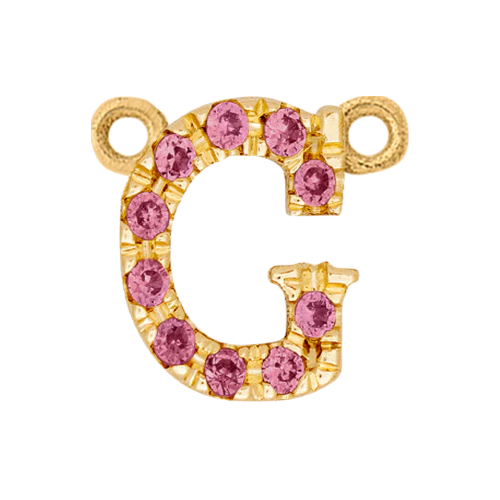 Pink Sapphire + 14k Yellow Gold Letter Charm - Image 7