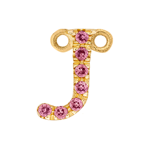 Pink Sapphire + 14k Yellow Gold Letter Charm - Image 9