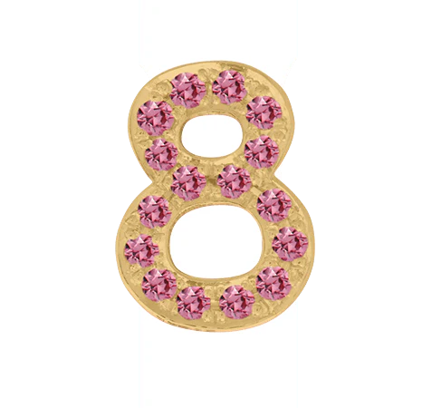 Yellow Gold, Pink Sapphire Number Bead - Image 11