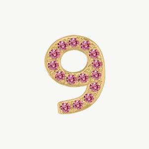 Yellow Gold, Pink Sapphire Number Bead - Image 22