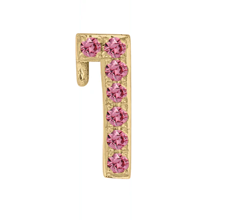 Yellow Gold, Pink Sapphire Number Bead - Image 4