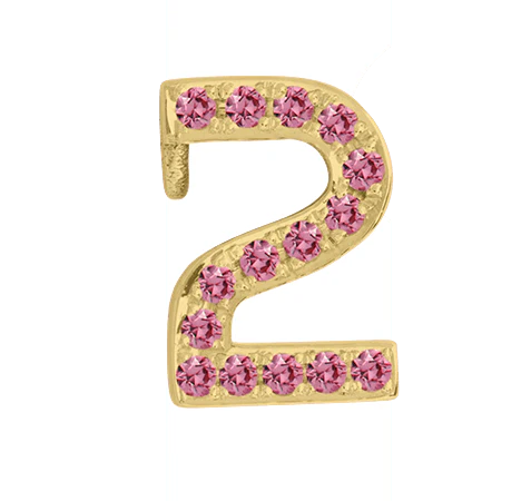 Yellow Gold, Pink Sapphire Number Bead - Image 5