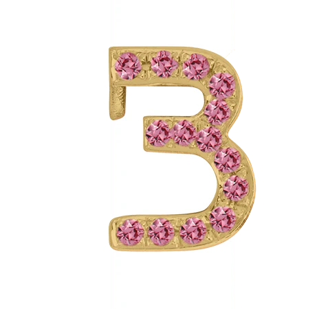 Yellow Gold, Pink Sapphire Number Bead - Image 6