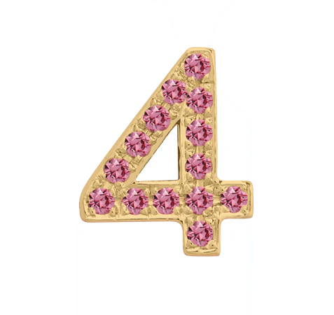 Yellow Gold, Pink Sapphire Number Bead - Image 7