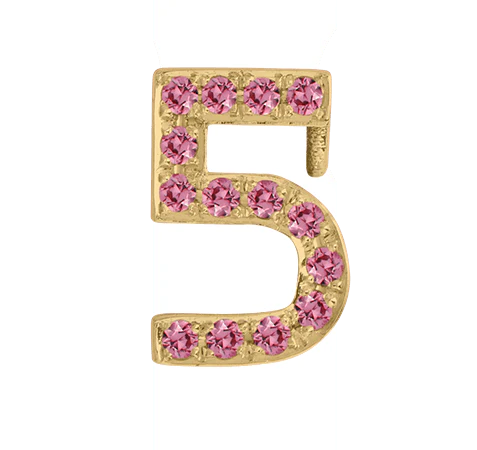 Yellow Gold, Pink Sapphire Number Bead - Image 8