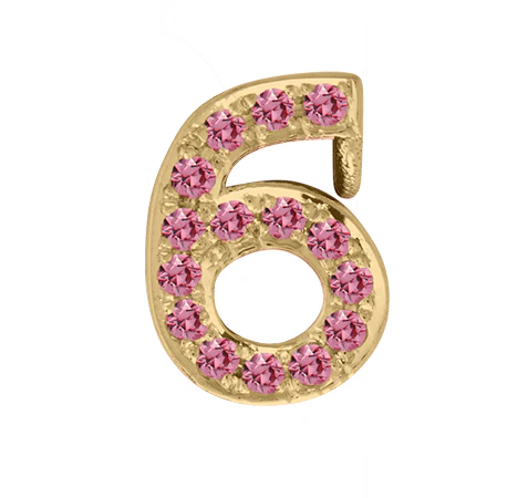 Yellow Gold, Pink Sapphire Number Bead - Image 9