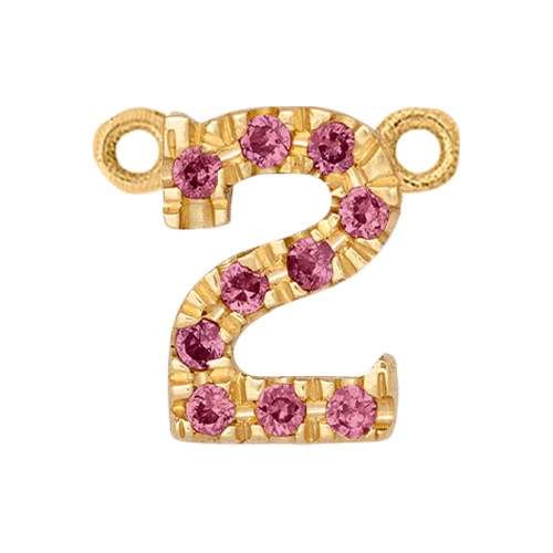 Pink Sapphire + 14k Yellow Gold Number Charm - Image 3