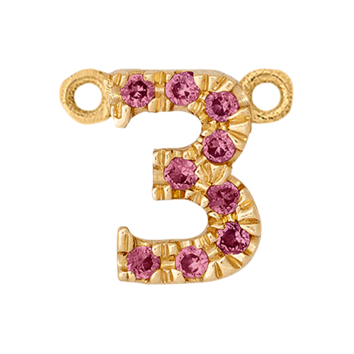 Pink Sapphire + 14k Yellow Gold Number Charm - Image 4