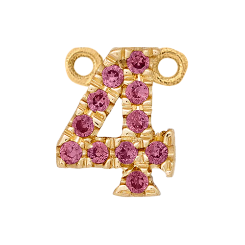 Pink Sapphire + 14k Yellow Gold Number Charm - Image 5
