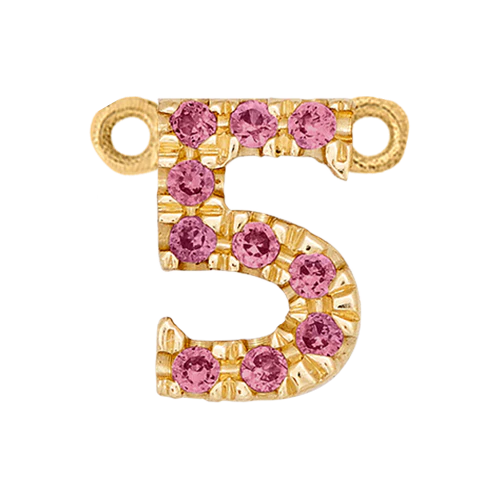Pink Sapphire + 14k Yellow Gold Number Charm - Image 6